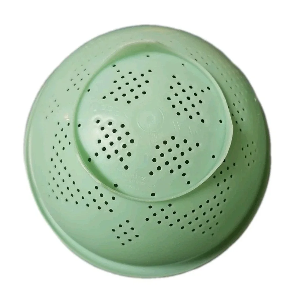 Vintage Tupperware #339 -3 Jadeite Light Green Footed Colander Strainer USA